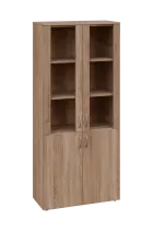 CLE 5 - 8VS skříň léková, 4-dveřová, sklo čiré v liště, výsuvná deska, 2x zámek, 1800x800x400, dub b